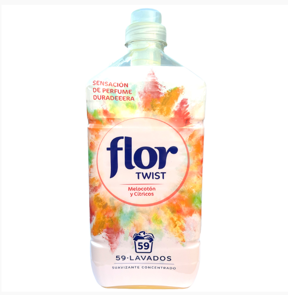 Flor Twist Concentrated Fabric Softener 1.1L 59 Wash - Peach & Citrus